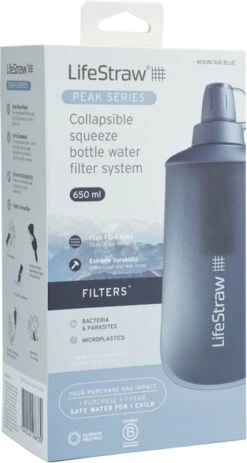 Lifestraw Peak Opvouwbare Waterfilter Fles - 650 Ml - Blauw -Lasiesta Winkel 1900 1900 00104066 07